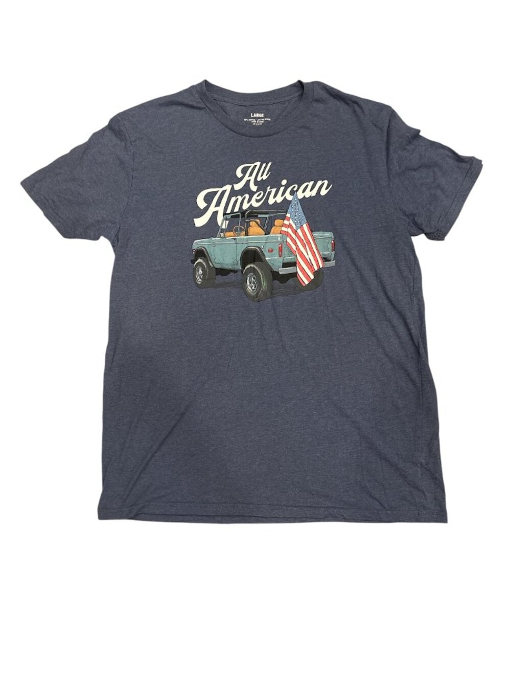 Classic Bronco American Flag Patriotic Graphic T-Shirt (Large)